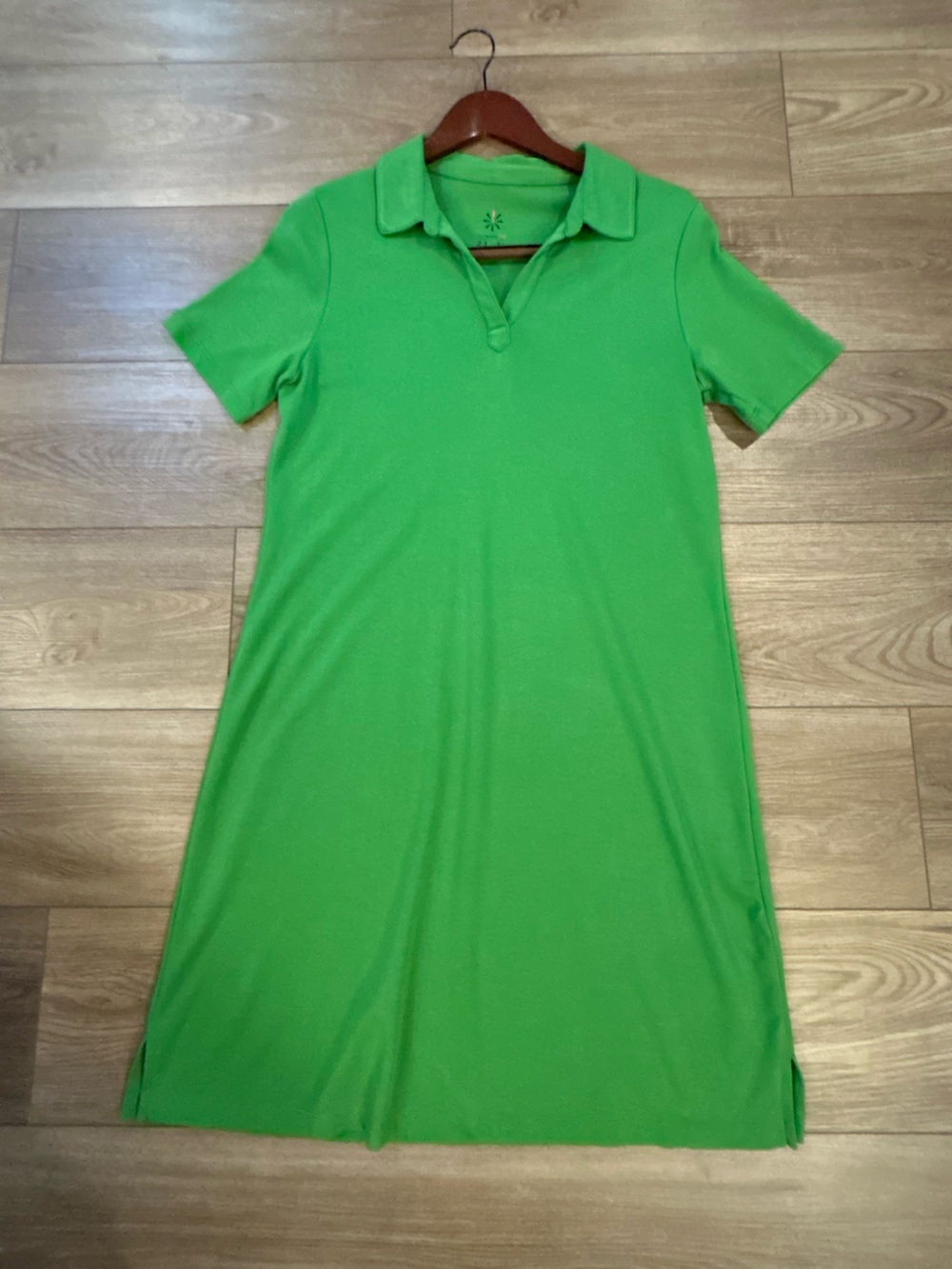 Isaac Mizrahi Live Essentials Green Polo Midi Dress Pima Cotton Blend